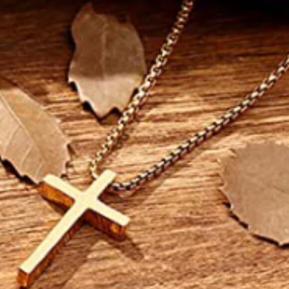 Men’s Gold Cross Necklace - Picture 6 of 14